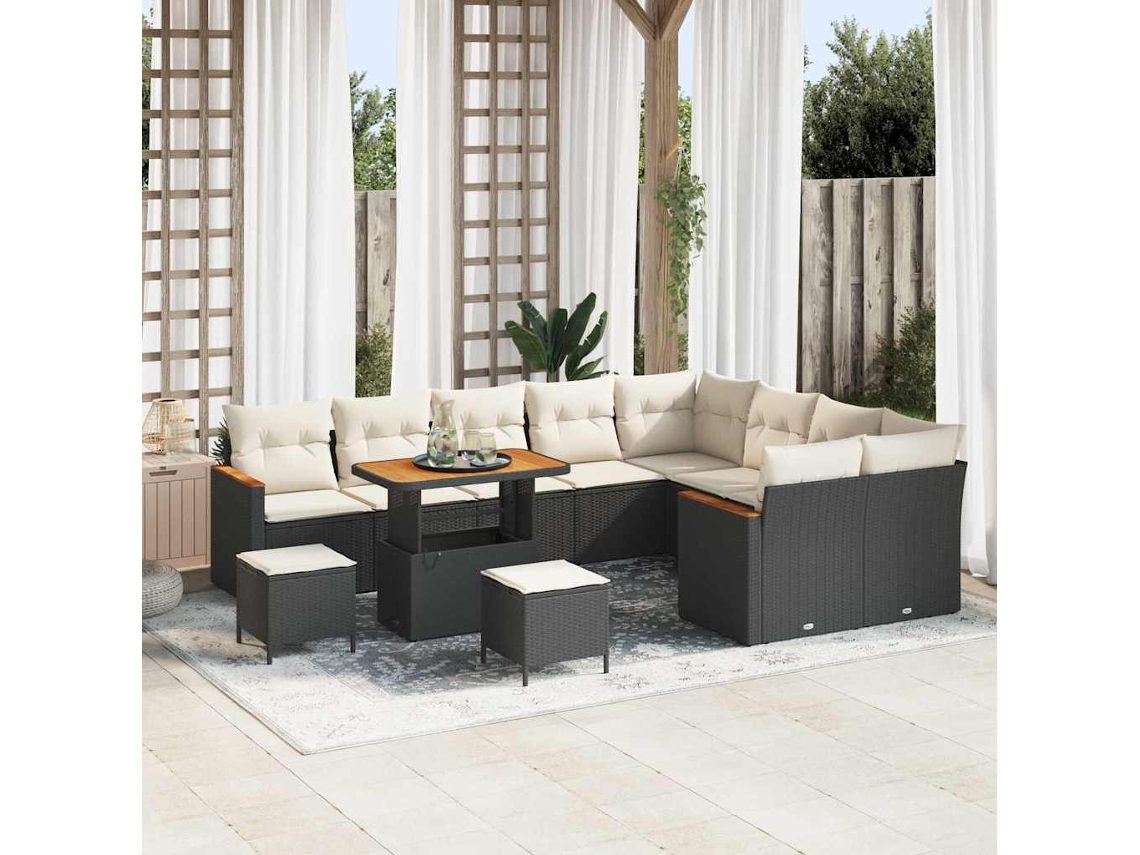 Vidaxl Conjunto De Sofá De Jardim 12 Unid. 9-número De Lugares Preto