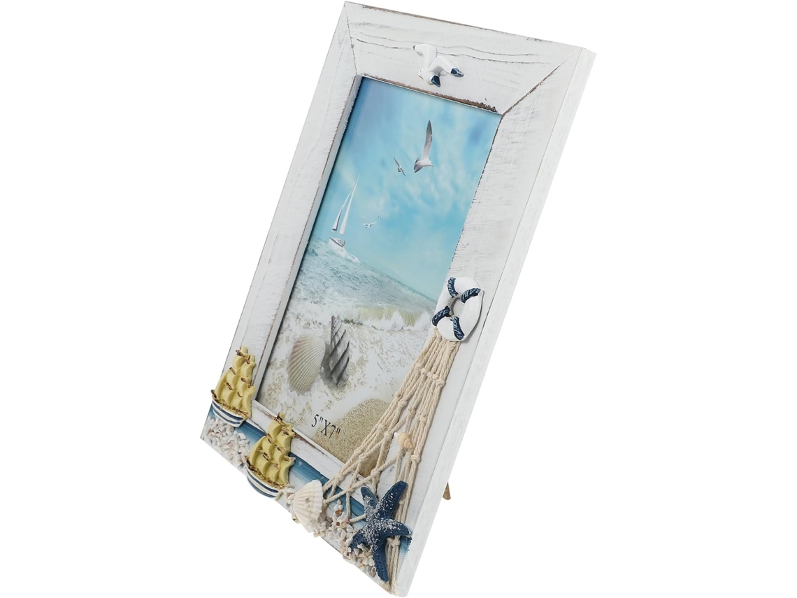 Moldura Decorativa Delicada Fotos Ideal Trabalho Escritório Madeira Branca Estilo Náutico Simples Vertical GOKOCO