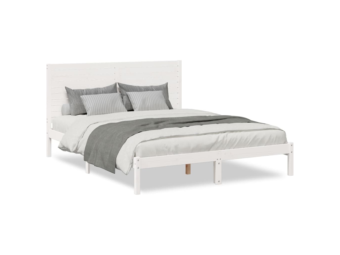 Bed Frame, Bed Frames Vidaxl Branco Madeira De Pinho (140 X 220 Cm)
