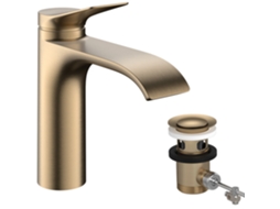 Hansgrohe Vivenis Misturadora Monocomando De Lavatório 110 Com Descarga De Emergência, Projeção 146mm, Coolstart, 75023140, Cor: Bronze Polido