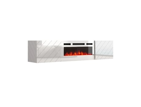 Rtv Luxe Cabinet 182,6x34,5x37,5 Branco/brilho Branco Branco Mantelpiece Cama Meble