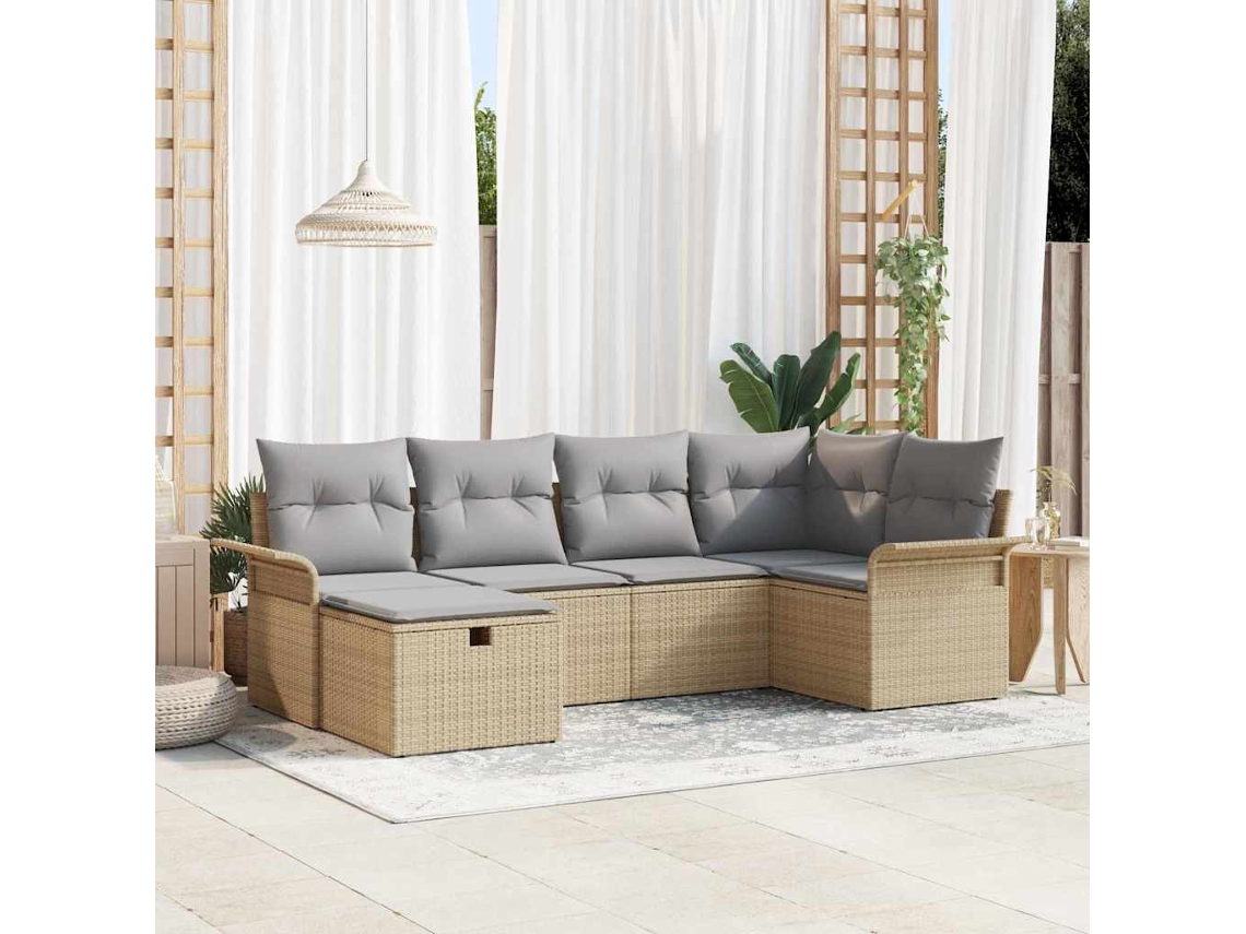 Vidaxl Conjunto De Sofá De Jardim 6 Unid. Rattan Sintético