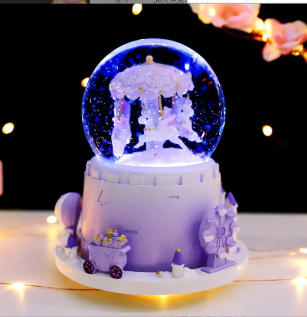 Caixa de Música em Forma de Bola de Cristal com Luzes. Presente para o Dia Dos Namorados. MDUG (estilo 5)