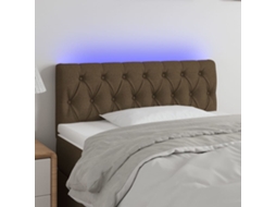 Cabecero con luces LED, tela, 100x7x78/88 cm, marrón