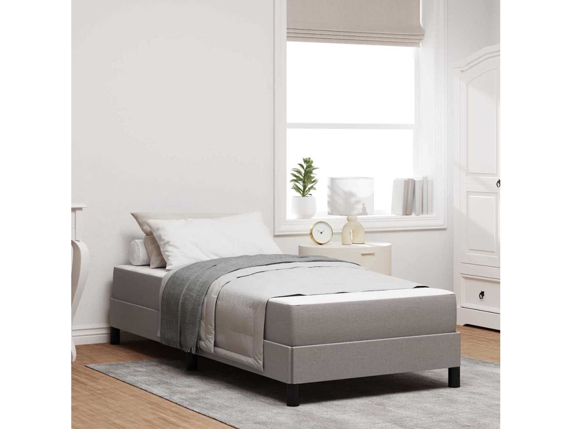 Vidaxl Cama Box Cinzento-acastanhado 100 X 200 Cm Tecido