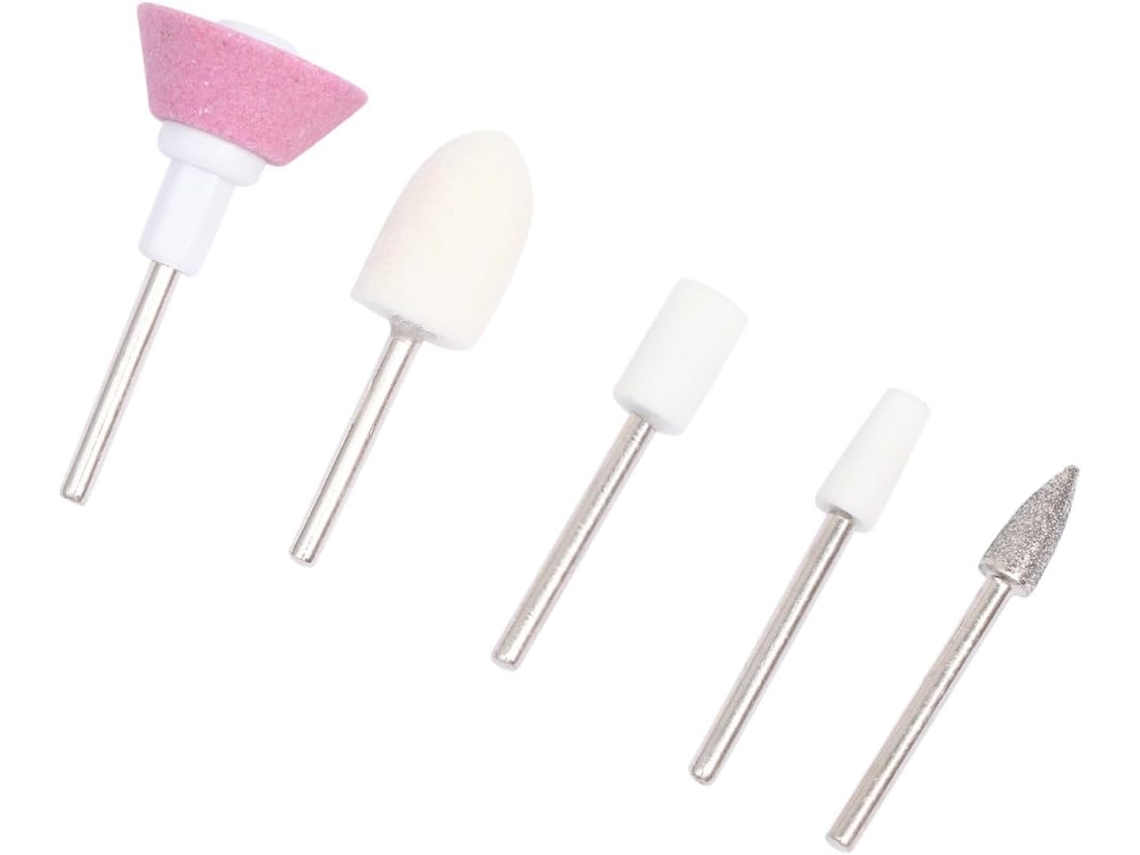 Kit com 5 pontas profissionais para esmalte de unhas, compatíveis com máquinas.