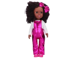 Boneca Reborn ATS de 35 cm (14 polegadas), menina africana, pele negra, boneca fashion, brinquedo, presente para crianças Q14 57 Vermelho Rosa