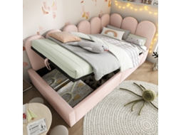 Polsterbett Daybett 90x190 Cm Rosa Com Armário Hidráulico Sem Colchão