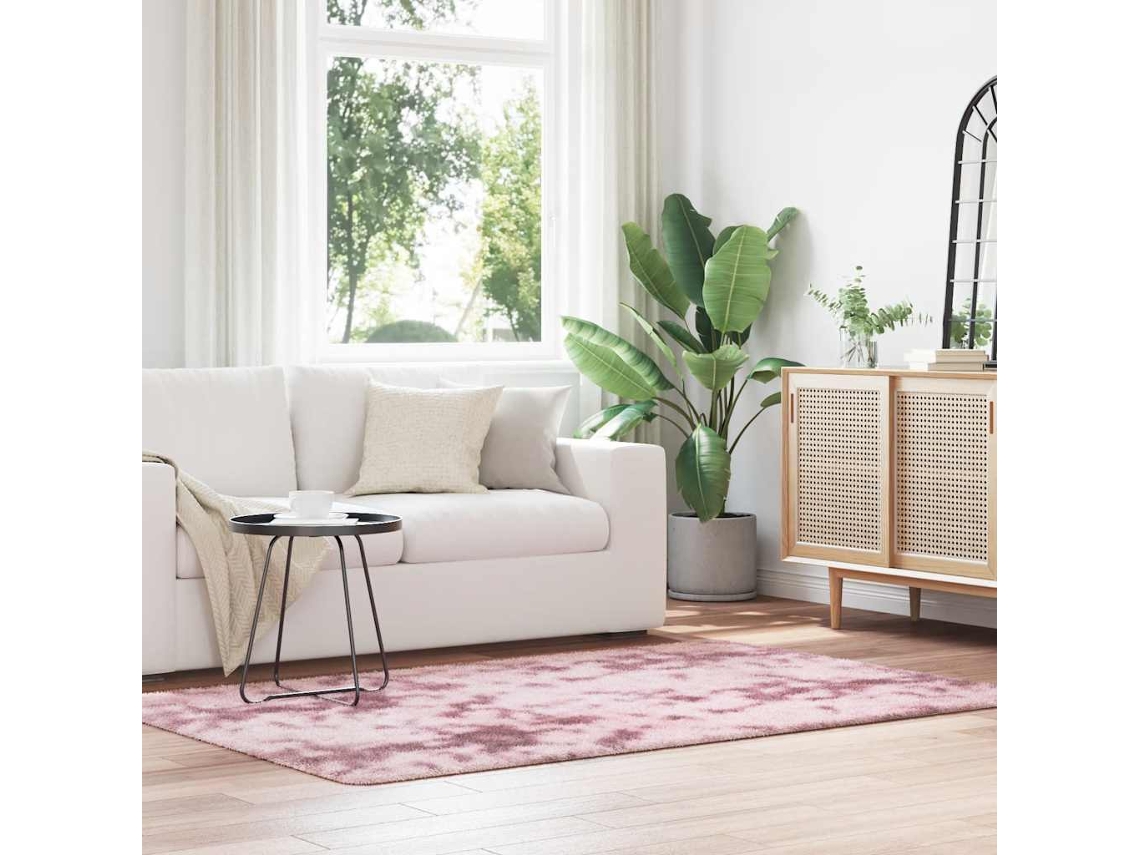 Vidaxl Tapete Shaggy De Pelo Alto Navarra 130x200 Cm Rosa Empoeirado