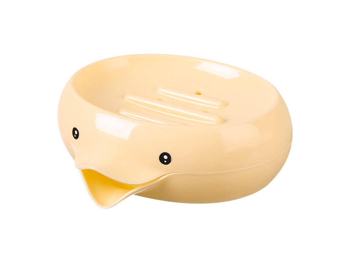 Tigela de Sabão em Forma de Pato 3D com Drenagem para Banheiro Laranja