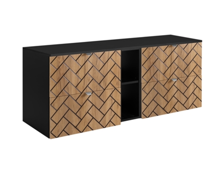 Móvel De Banheiro, Carvalho Craft Com Alça Prateada / Com Placa Superior, 140 X 57 X 46 Cm 3xe Living