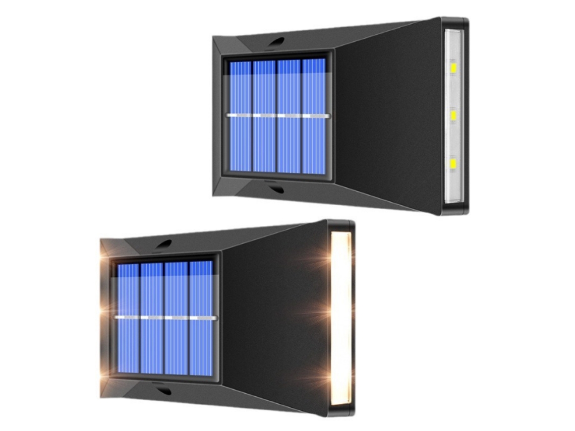 Luminária De Parede Solar 6 - Sensor De Movimento - Ip65 - Pacote Com 2 - Design Escandinavo