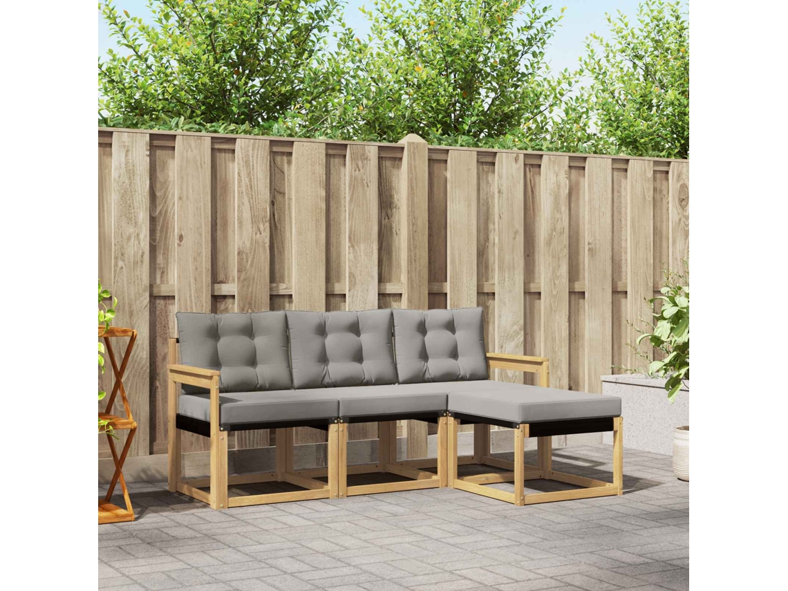 Vidaxl Conjunto De Sofás Para Exterior 4 Unid. Branco E Cinzento-claro