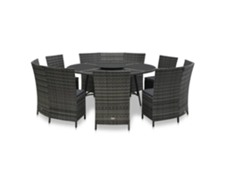 Vidaxl 7 Pcs Conjunto Jantar Exterior Com Almofadões Vime Pe Cinzento
