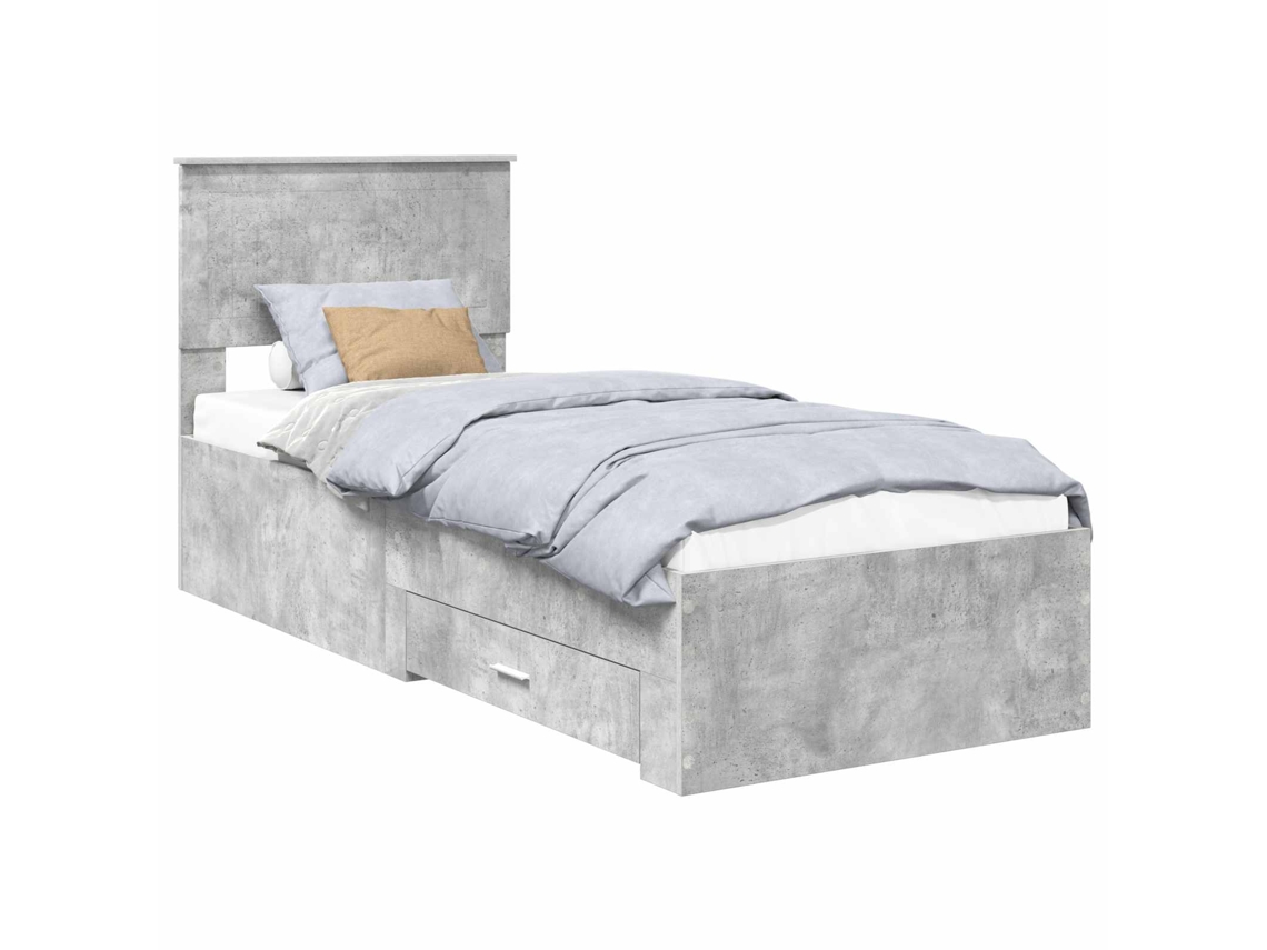 Estrutura da Cama com Gaveta Cinza Concreto e Prata 70x190 cm MAISON EXCLUSIVE