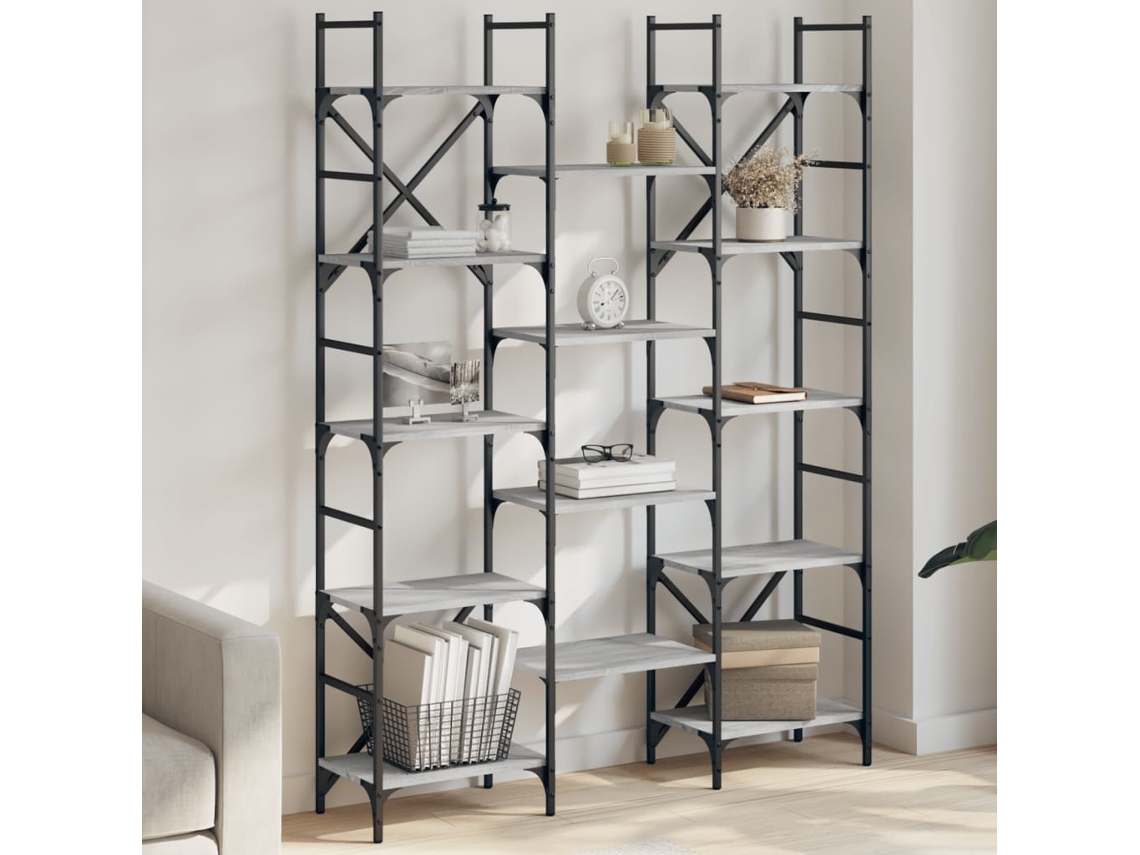 Vidaxl Estante 127,5x28,5x172,5cm Derivados De Madeira Cinzento Sonoma