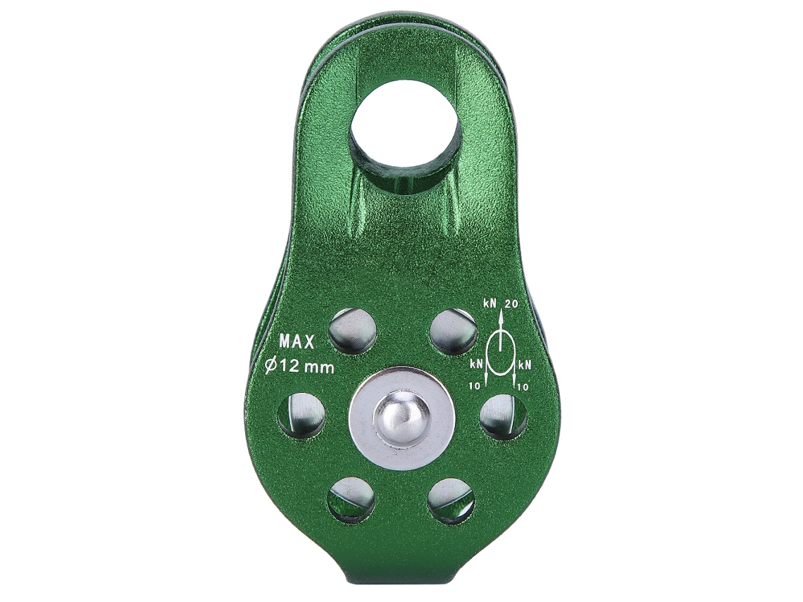 Polia de Alumínio Reforçada para Corda Única, Escalada, Verde AQUAFORGE