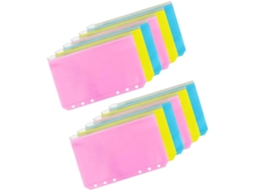 Conjunto de 12 Sacos Organizadores de Recibos em PVC Colorido com Zíper, Sacos com Bolsos para Documentos.