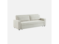 Sofá-cama Em Veludo Canelado, 3 Lugares, Creme