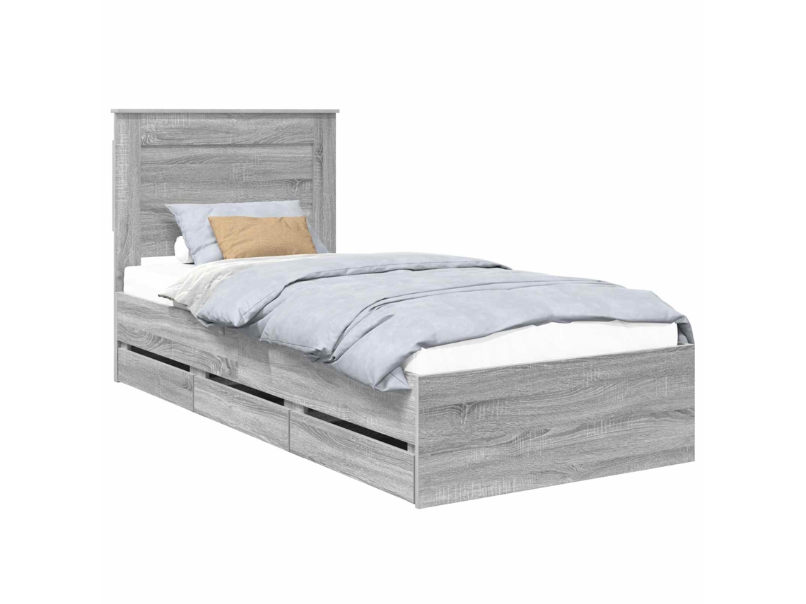 Estrutura de Cama com Gaveta MAISON EXCLUSIVE Cinza Sonoma 100 X 200 cm