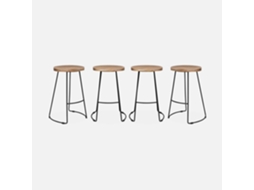 Banqueta de Bar em Madeira 65Cm Set de 4 Natural SWEEEK