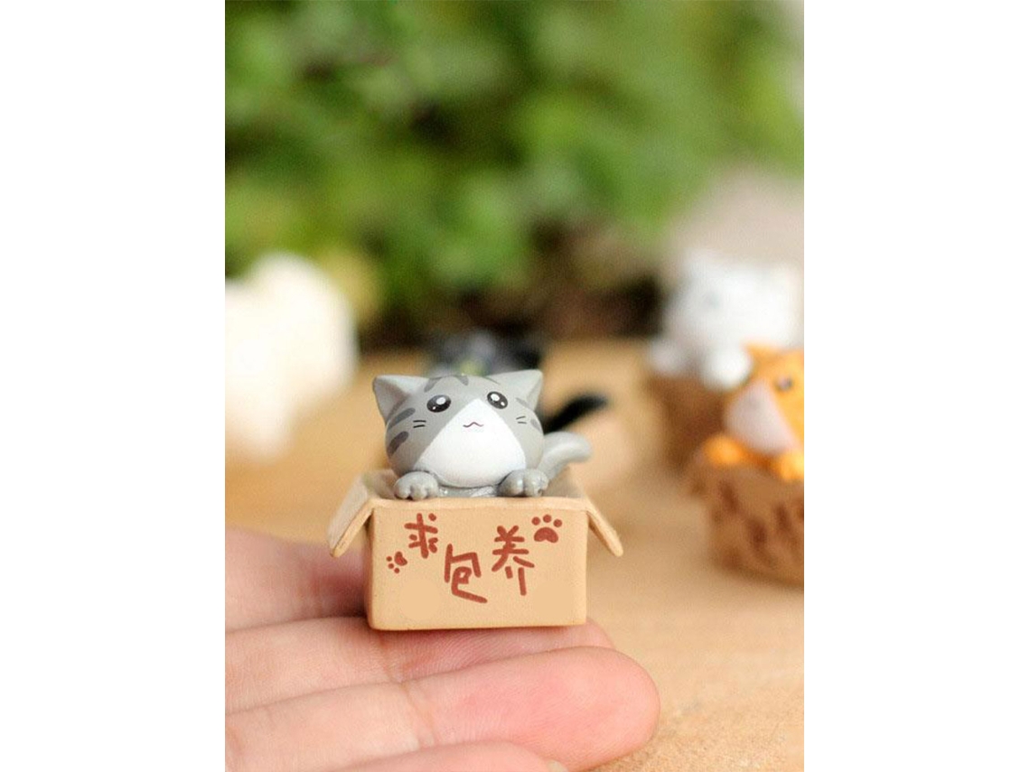 Figurina De Gatinho Branco Eoocoo Para Micro Paisagem
