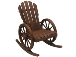 Cadeira de balanço design rústico madeira maciça selada resistente às intempéries 68x88x92cm BTFORUS