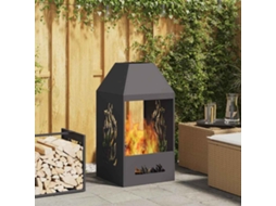 Vidaxl Bowl De Fogo Preto 50 X 50 X 100 Cm Aço Corten