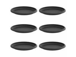 Conjunto 6 Bandeja Para Flores Vidaxl Preto Plástico (ø 17,5 X 2 Cm)