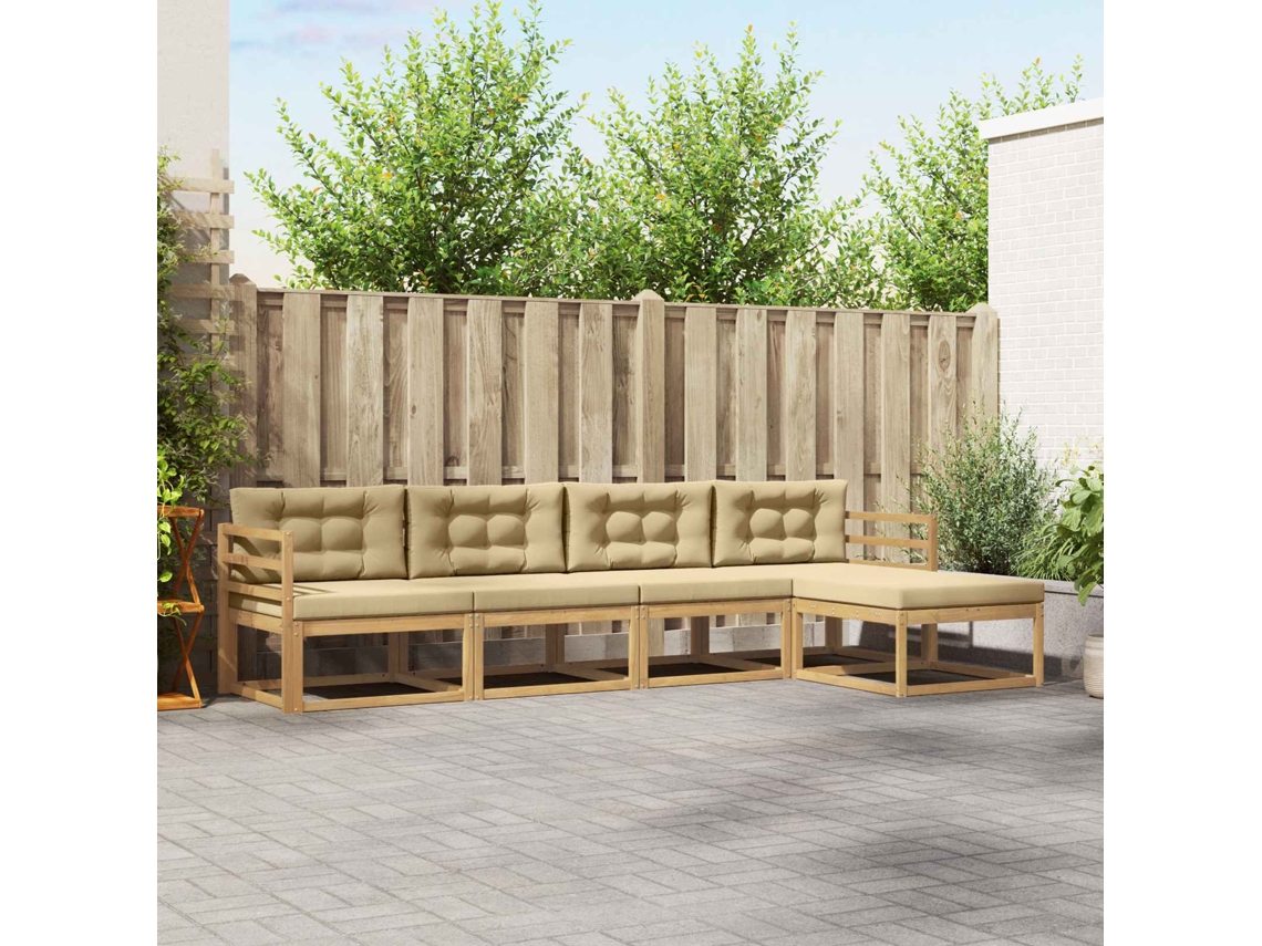 Vidaxl Conjunto De Sofás Para Exterior 4 Unid. Branco E Bege Poliéster