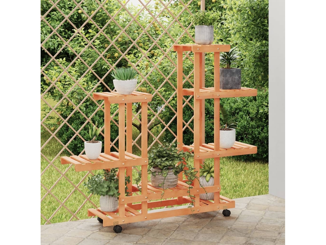 Vidaxl Suporte De Plantas Com Rodas 95x25x101 Cm Abeto Maciço