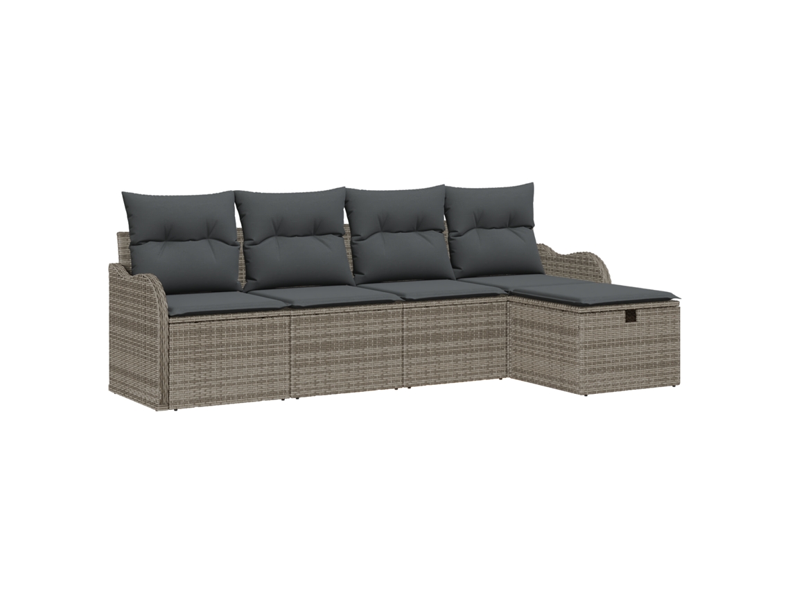 Conjunto 5 Móveis De Jardim Vidaxl Bege Vime Pe (231 X 117 X 85 Cm)