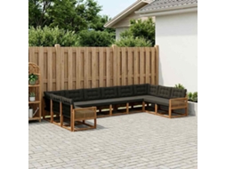Vidaxl Conjunto De Sofás Para Exterior 10 Pcs Natural E Preto