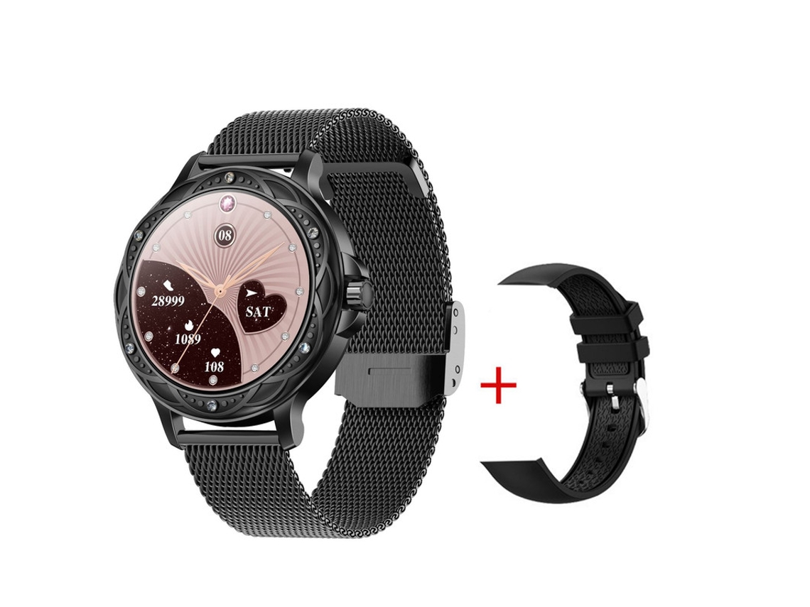 Cf12 Relógio Inteligente Frequência Cardíaca Exercício Gravação Controle de Música Ciclo Menstrual Feminino Aço Preto GODTVAGT