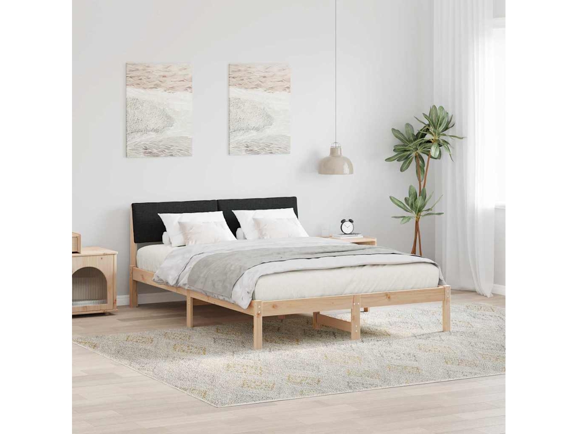 Vidaxl Estrutura da Cama com Cabeceira Castanho e Preto 160 X 200 Cm