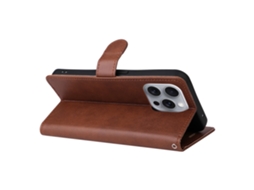 Capa Em Couro Pu Para Apple Iphone 16pro Max - Castanho