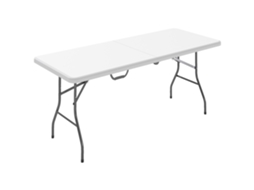 Mesa de Jardim Dobrável com Alça. Aço e Plástico.. 180x74x74 Cm Branco