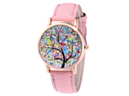 Reloj De Cuarzo De Pulsera Con Correa De Cuero Para Mujer Y Hombre (rosa)