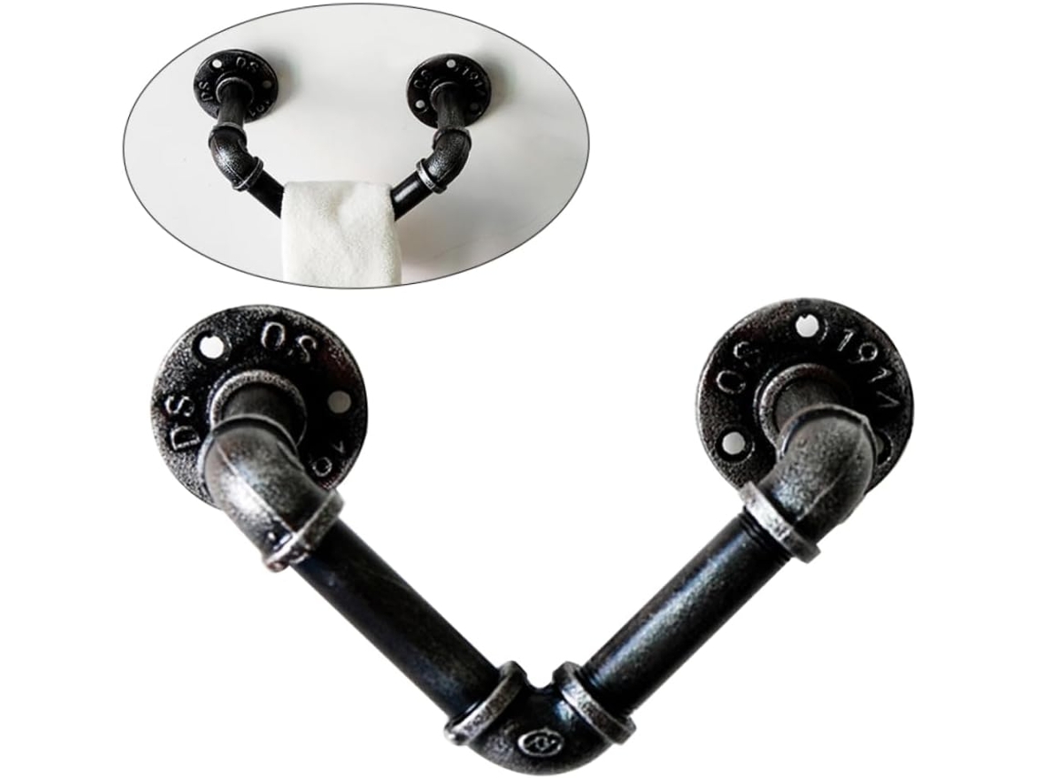 Suporte De Toalhas Parede Em Ferro Fundido Estilo Retrô Industrial Preto Para Banheiro