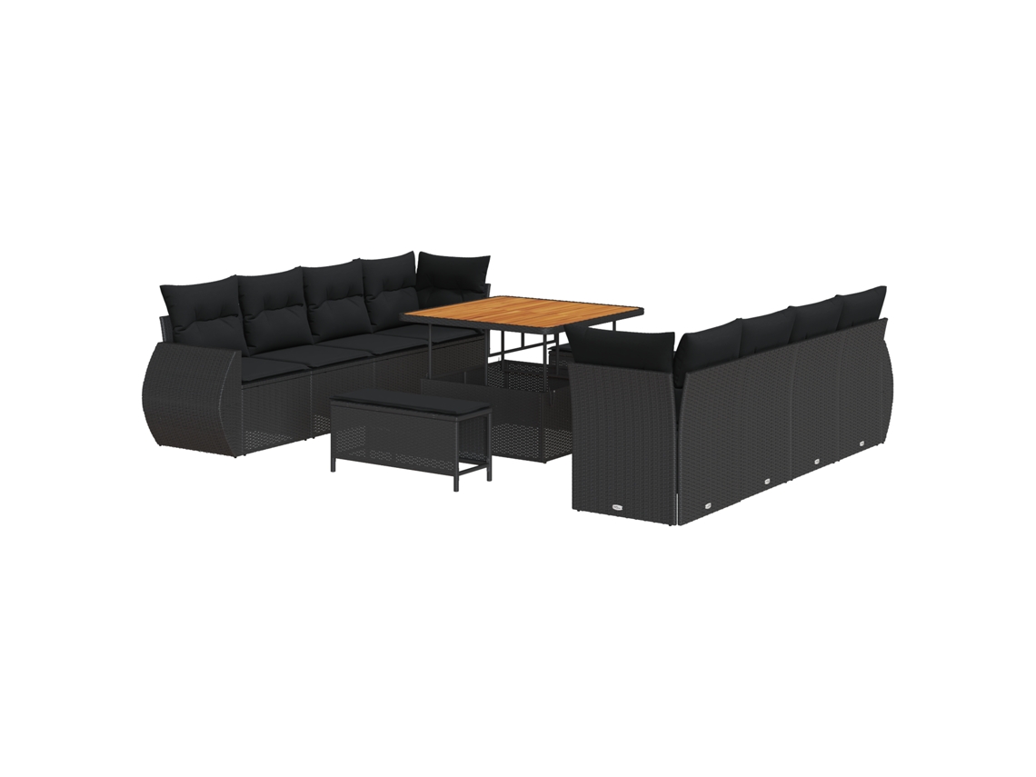 Conjunto 11 Conjunto De Sofá De Jardim Vidaxl Preto Vime Pe (100 X 100 X 71 Cm)