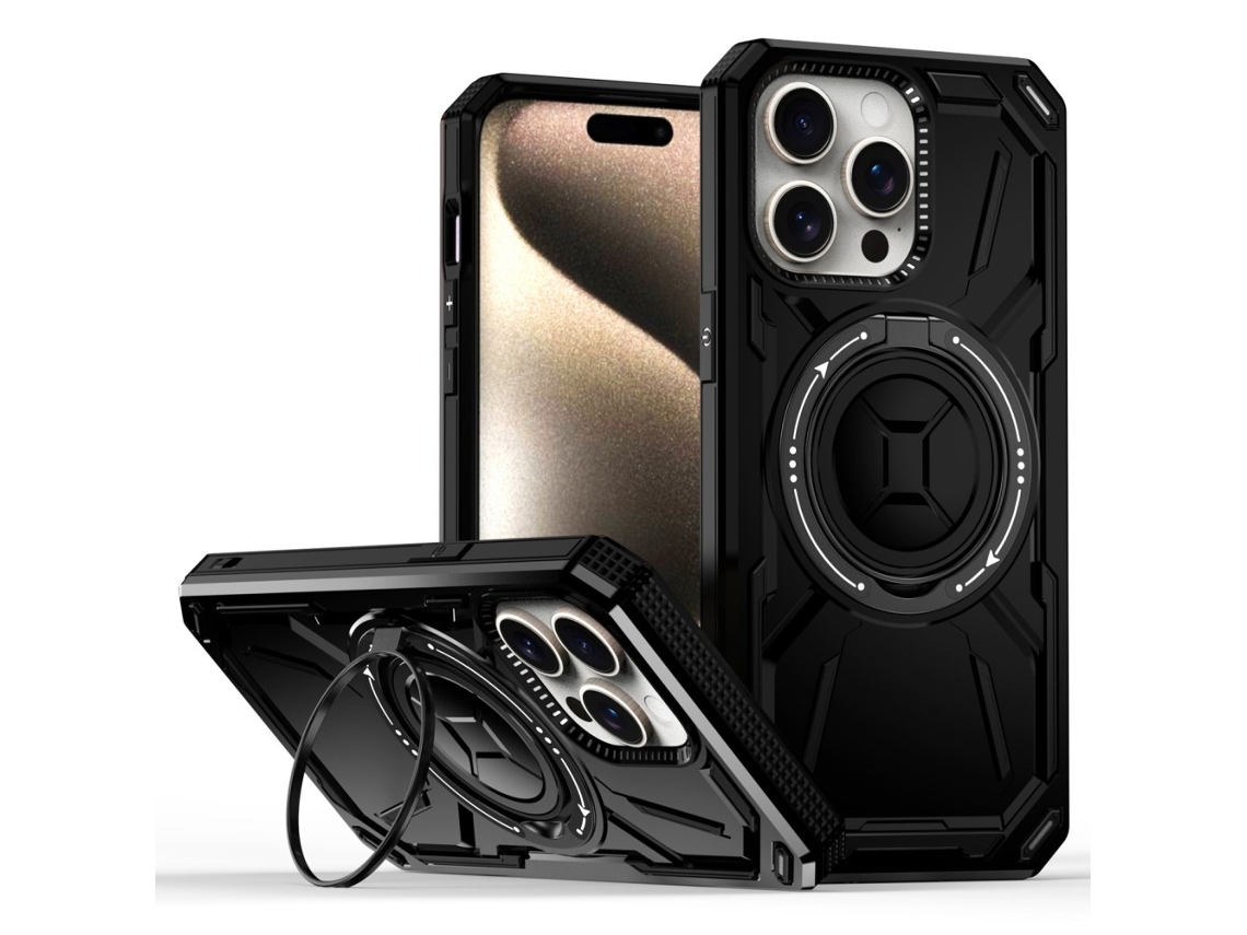Suporte Casa Para Iphone 15 Pro Max Pele Sintética Magnética Preto