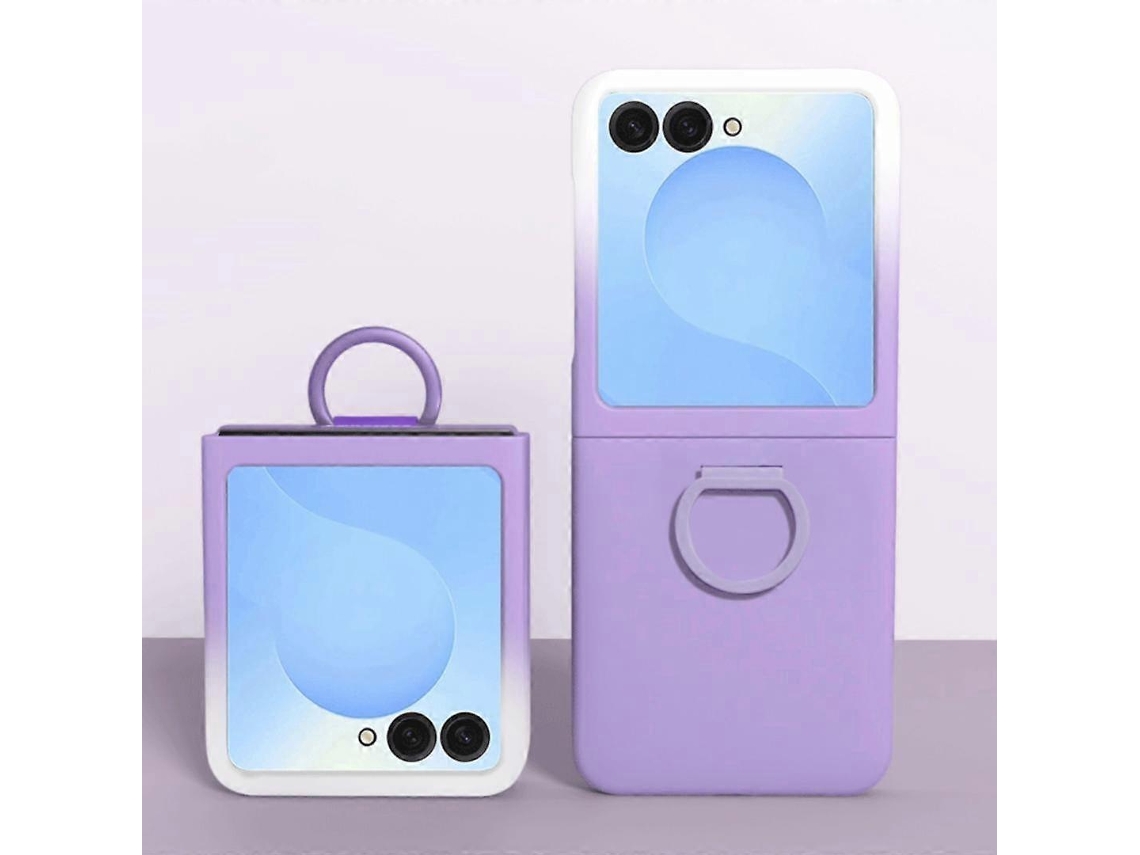 Capa De Celular Samsung Galaxy Z Flip7 Fe Com Suporte Para Anel E Janela Grande, Toque Suave E Em Policarbonato (pc).