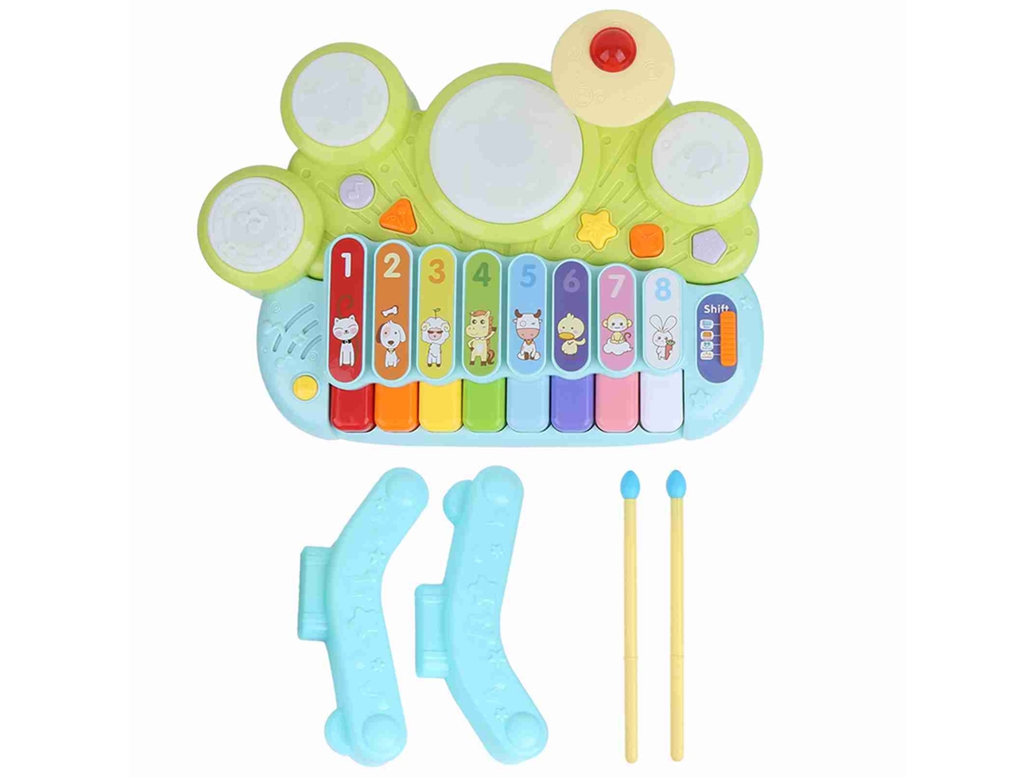 Mali brinquedo de Instrumentos Musicais 3 em 1: Teclado Piano, Bateria e Xilofone Eletrônico para Crianças