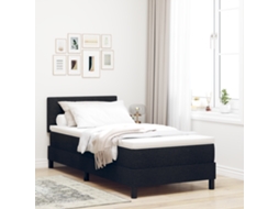 Cama Box Com Colchão Led Preta 90x190 Cm Em Tecido
