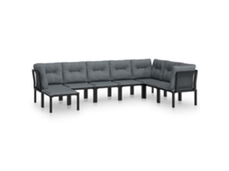 Conjunto de 8 Lounge de Jardim Vime Pe Preto e Cinzento MAISON EXCLUSIVE (8 pcs)