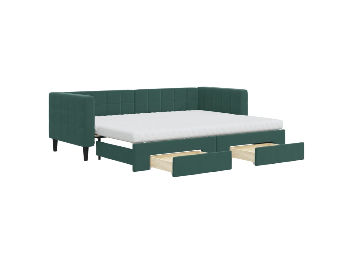 Sofá-cama com gavetão VIDAXL Verde Veludo (80x200 cm)