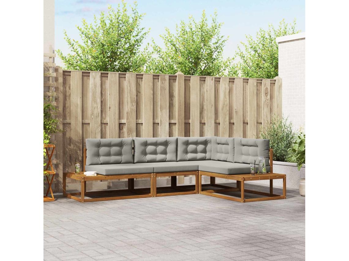 Vidaxl Conjunto De Sofás Para Exterior Cinza Natural E Claro