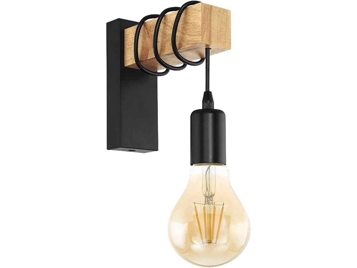 Luminária de parede moderna em metal e madeira E27 BRILVIBERA (preta)