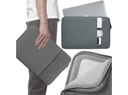 Bolsa Leve Para Laptop De 14 A 15,6 Polegadas, Cor Cinza, Com Bolso Para Documentos De Trabalho.