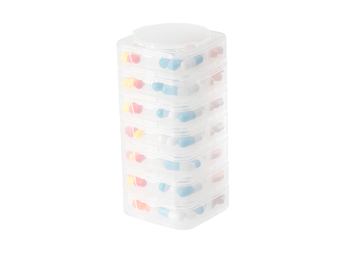 Organizador Semanal De Comprimidos Eifson 7 Dias Empilhável Desmontável Sem Bpa (branco)